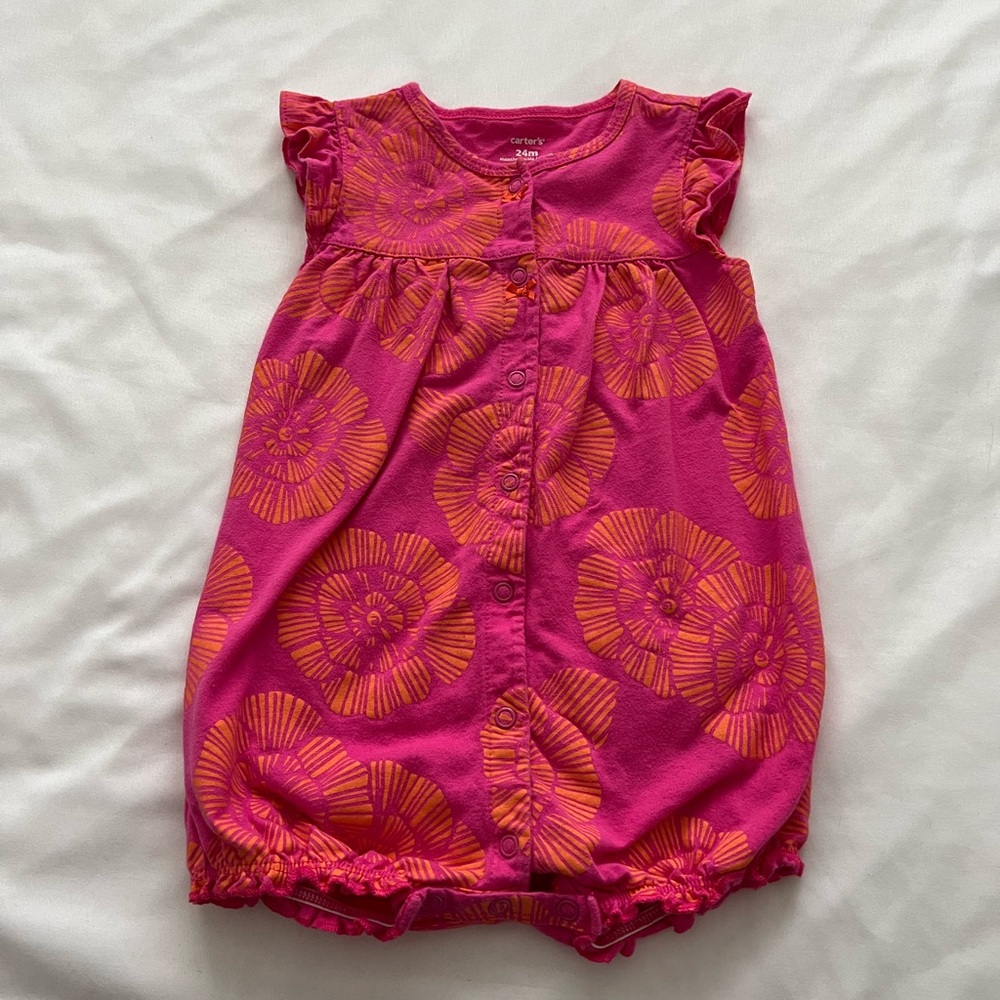 Carter's Pink and Orange Floral One Piece Size 24 mo
